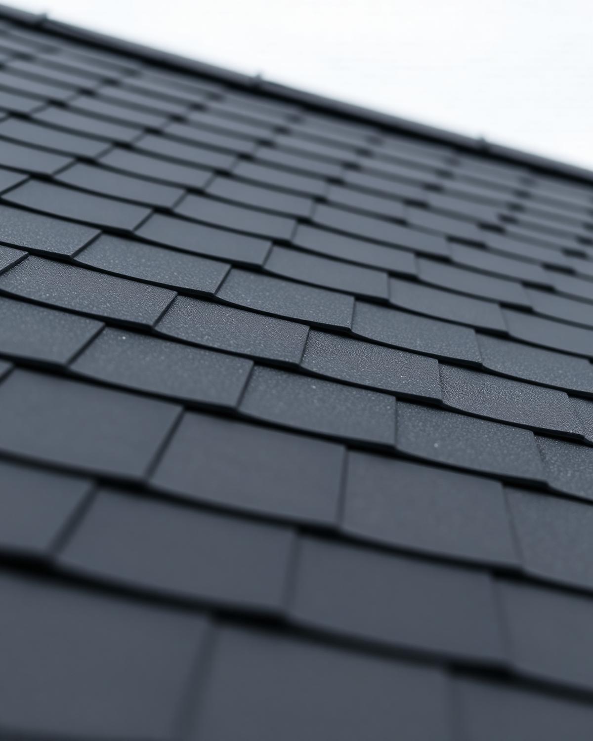 Close-up of architectural asphalt shingles on a roof slope